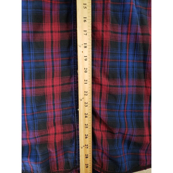 Route 66 Shirt Mens XL Red/Blue Plaid Long Sleeve Pearl Snap Pockets 100% Cotton - Picture 5 of 9
